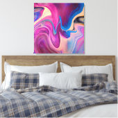 Paarse en blauwe acrylverf canvas afdruk (Insitu (Slaapkamer))