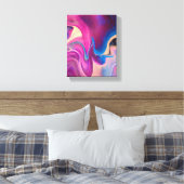 Paarse en blauwe acrylverf canvas afdruk (Insitu (Slaapkamer))