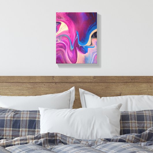 Paarse en blauwe acrylverf canvas afdruk (Insitu (Slaapkamer))