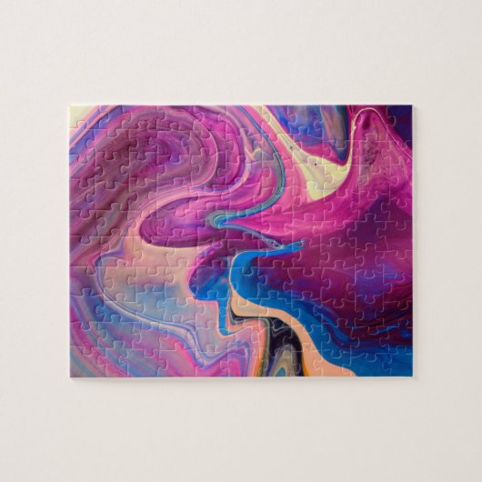 Paarse en blauwe acrylverf legpuzzel (Horizontaal)