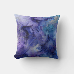 Paarse en Blauwe Aquarel Kussen