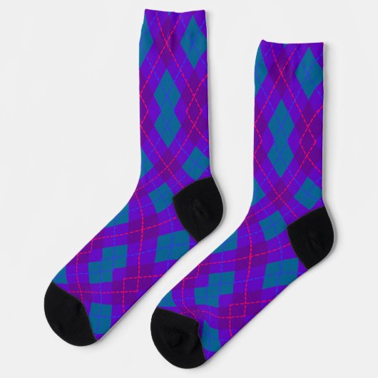 Paarse en blauwe argyle-patroonsokken sokken (Links)