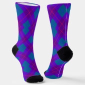 Paarse en blauwe argyle-patroonsokken sokken (Gebogen)