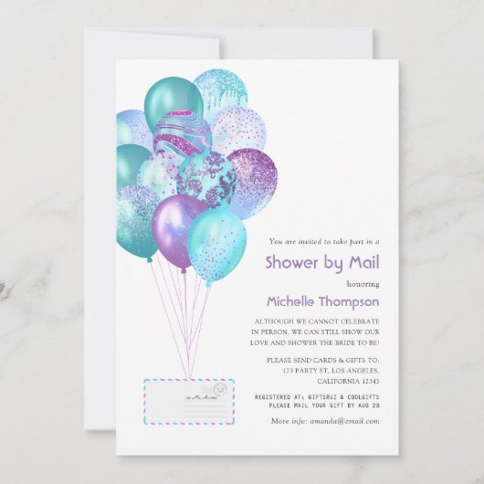 Paarse en blauwe Baby of Vrijgezellenfeest per pos Kaart (Voorkant)