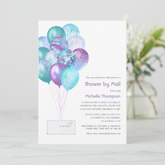 Paarse en blauwe Baby of Vrijgezellenfeest per pos Kaart (Staand voorkant)