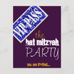 Paarse en blauwe balk Mitzvah Bat Mitzvah VIP Kaart