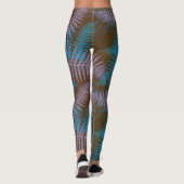 Paarse en blauwe bladeren Leggings (Achterkant)