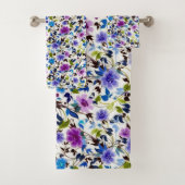 Paarse en blauwe bloem bad handdoek (Insitu)
