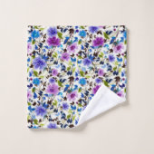 Paarse en blauwe bloem bad handdoek (Wasdoekje)