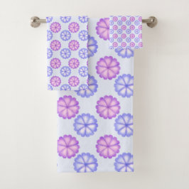 Paarse en blauwe bloemen bad handdoek