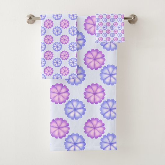 Paarse en blauwe bloemen bad handdoek (Insitu)