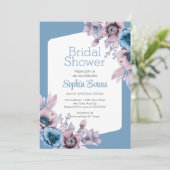 Paarse en Blauwe Bloemen Blauw Vrijgezellenfeest Kaart (Staand voorkant)