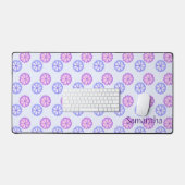 Paarse en blauwe bloemen bureaumat (Keyboard & Muis)