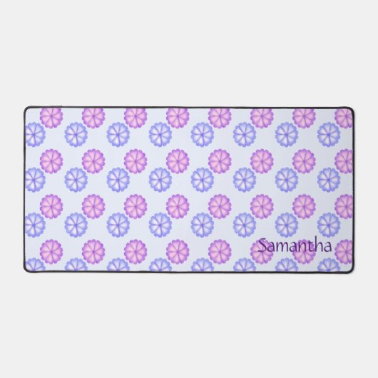 Paarse en blauwe bloemen bureaumat (Voorkant)