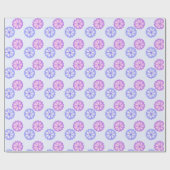 Paarse en blauwe bloemen cadeaupapier (Vlak)