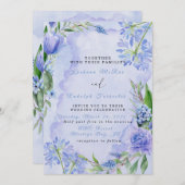 Paarse en Blauwe Bloemen Flat Save The Date Kaart (Voorkant / Achterkant)