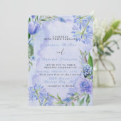 Paarse en Blauwe Bloemen Flat Save The Date Kaart (Staand voorkant)