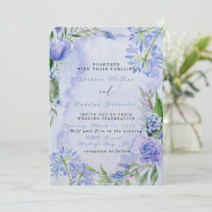 Paarse en Blauwe Bloemen Flat Save The Date Kaart