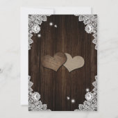 Paarse en Blauwe Bloemen Harten Hout Lace Wedding Kaart (Achterkant)