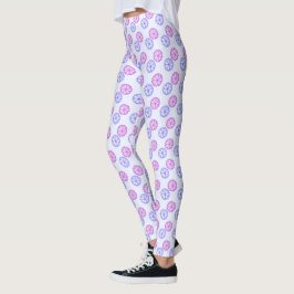 Paarse en blauwe bloemen leggings
