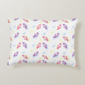 Paarse en Blauwe Bloemen Naadloos Patroon – Elegan Accent Kussen (Achterkant)