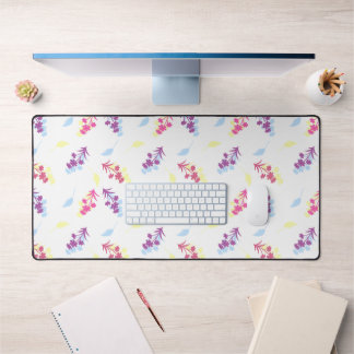 Paarse en Blauwe Bloemen Naadloos Patroon – Elegan Bureaumat
