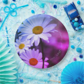Paarse en blauwe bloemen papieren bordje (Feest)