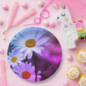 Paarse en blauwe bloemen papieren bordje (Feest)