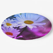 Paarse en blauwe bloemen papieren bordje (Gekanteld)