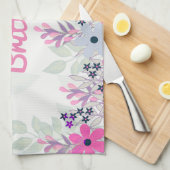 Paarse en Blauwe Bloemen Theedoek (Quarter Fold)