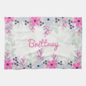  Paarse en Blauwe Bloemen Theedoek (Horizontaal)