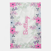 Paarse en Blauwe Bloemen Theedoek (Verticaal)