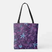 Paarse en blauwe bloemen tote bag (Achterkant)