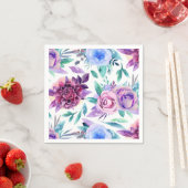 Paarse en blauwe bloemen. Waterverf floreel patroo Servet (Insitu)