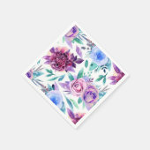 Paarse en blauwe bloemen. Waterverf floreel patroo Servet (Hoek)