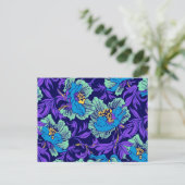 Paarse en blauwe bloemen William Morris Briefkaart (Staand voorkant)