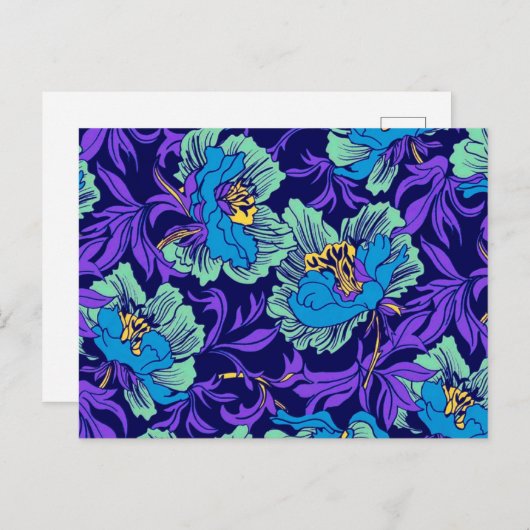 Paarse en blauwe bloemen William Morris Briefkaart (Voorkant / Achterkant)