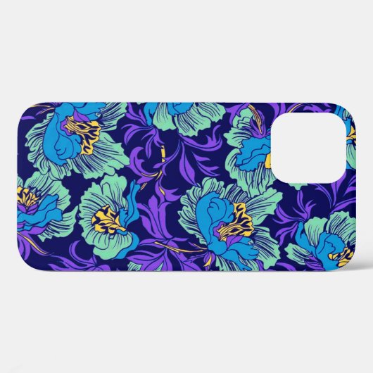 Paarse en blauwe bloemen William Morris Case-Mate iPhone Case (Achterkant (horizontaal))