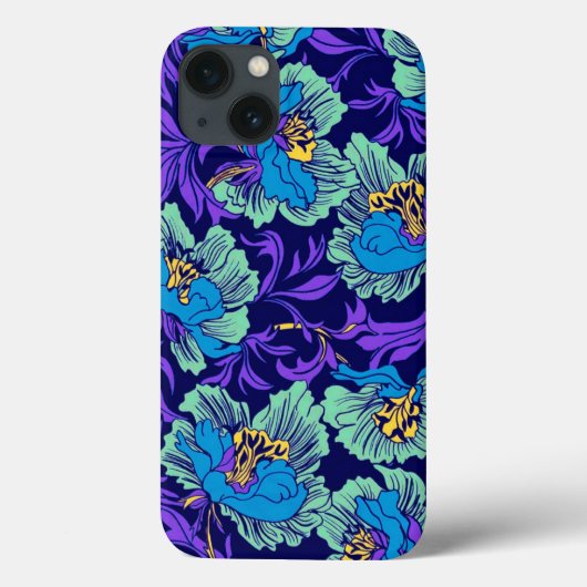 Paarse en blauwe bloemen William Morris Case-Mate iPhone Case (Achterkant)