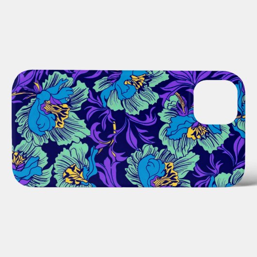 Paarse en blauwe bloemen William Morris Case-Mate iPhone Case (Achterkant (horizontaal))