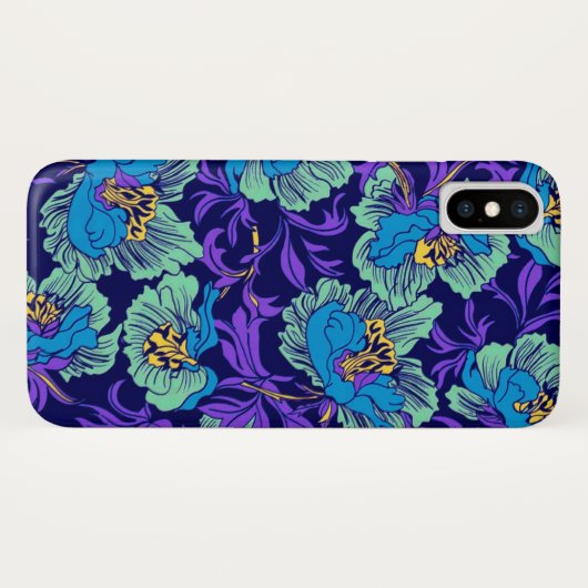 Paarse en blauwe bloemen William Morris Case-Mate iPhone Case (Achterkant (horizontaal))