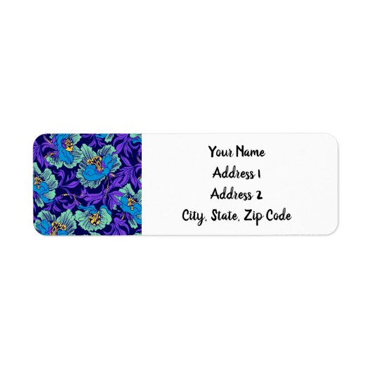 Paarse en blauwe bloemen William Morris Etiket (Voorkant)