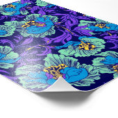 Paarse en blauwe bloemen William Morris Foto Afdruk (Hoek)