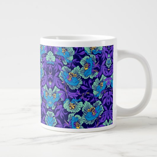 Paarse en blauwe bloemen William Morris Grote Koffiekop (Rechts)