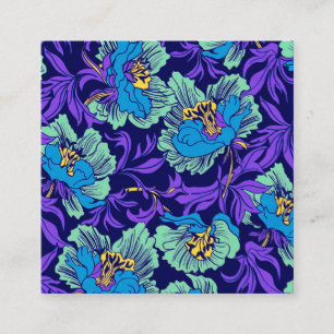Paarse en blauwe bloemen William Morris Informatiekaartje