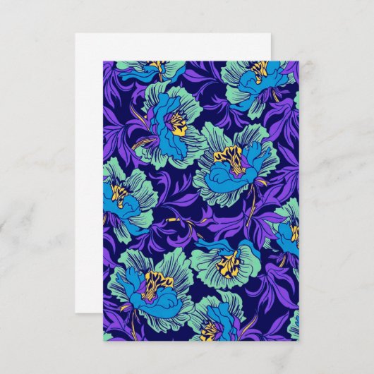 Paarse en blauwe bloemen William Morris Informatiekaartje (Voorkant / Achterkant)