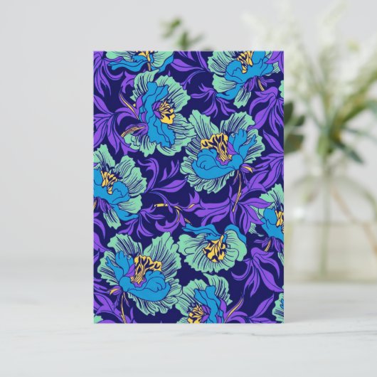 Paarse en blauwe bloemen William Morris Informatiekaartje (Staand voorkant)