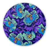 Paarse en blauwe bloemen William Morris Keramische Knop (Voorkant)