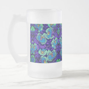 Paarse en blauwe bloemen William Morris Matglas Bierpul