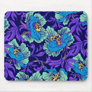 Paarse en blauwe bloemen William Morris Muismat